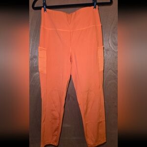 Tahari Sport Leggings Womens Small Orange Pants Gym Workout Casual